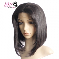 14" Middle Part Glueless Half Lace Bob Wig Straight